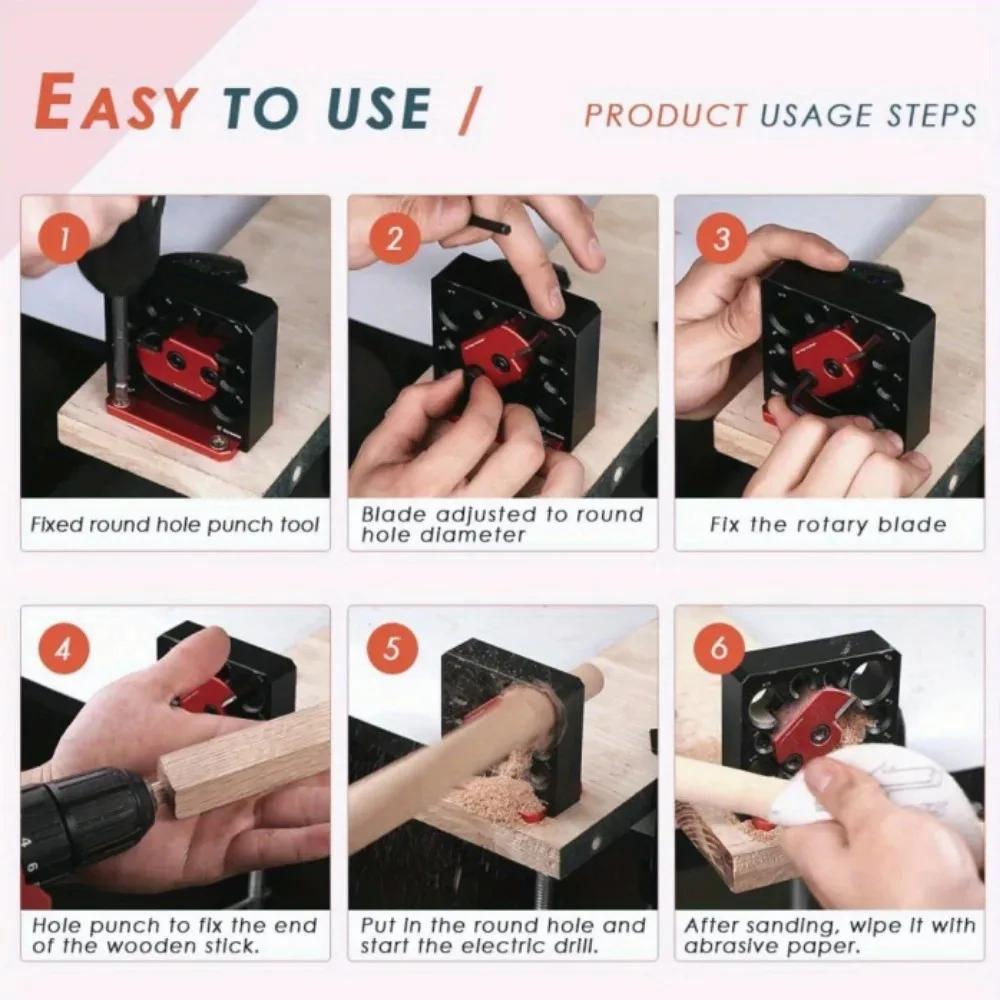 8-hole Electric Drill Wheel with Carbide Blade  Adjustable Dowel Maker Jig 8mm-20mmWoodworking Electric Round Rod Auxiliary Tool