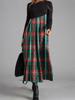 Women Color Block Floral Print Long Sleeve Maxi Dress Casual Loose A Line Long Dress S-XXXL