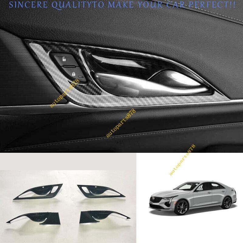 For Cadillac CT4 2020-2025 Carbon Fiber ABS Inner Door Bowl Frame Trim