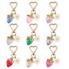 Romance Heart Shaped Resin Keychain With Strawberry Daisy Designs Portable Sturdy for Keys Bags Gifts