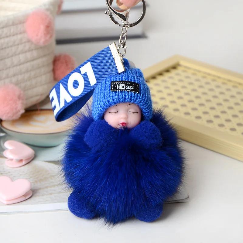 Neuer Fuchshaarball Schlafpuppe Schlüsselanhänger Plüsch Schlafbaby Anhänger Niedlicher Schlafsack Anhänger Für Liebhaber Freunde Und Klassenkameraden Geschenke blue