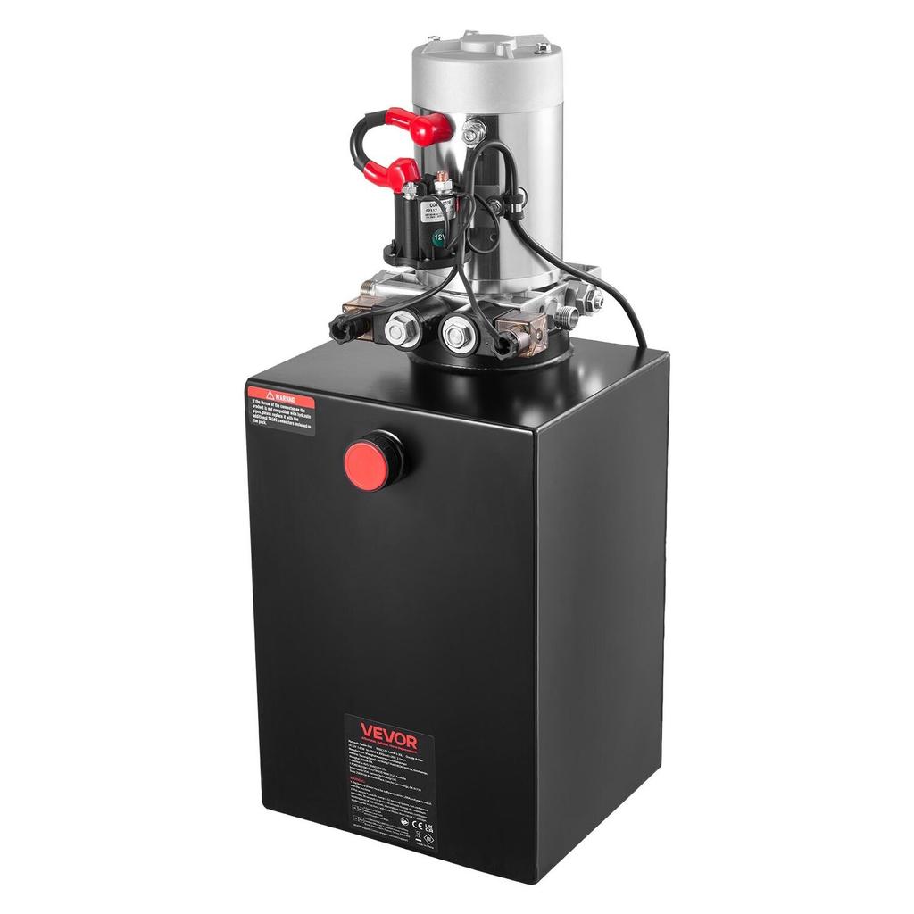 Unidad de Potencia Hidráulica de 20 L, Bomba de Remolque Basculante de Doble Efecto, Presión Máxima de Alivio de 22 MPa y Caudal de 3,4 L/min, Bomba Hidráulica CC de 12 V con Metal