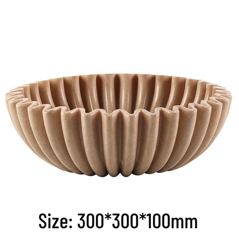 Nordic Style Grooved Ruffled Fruit Bowl Ornament - Creative Art Display for Model Room Decoration