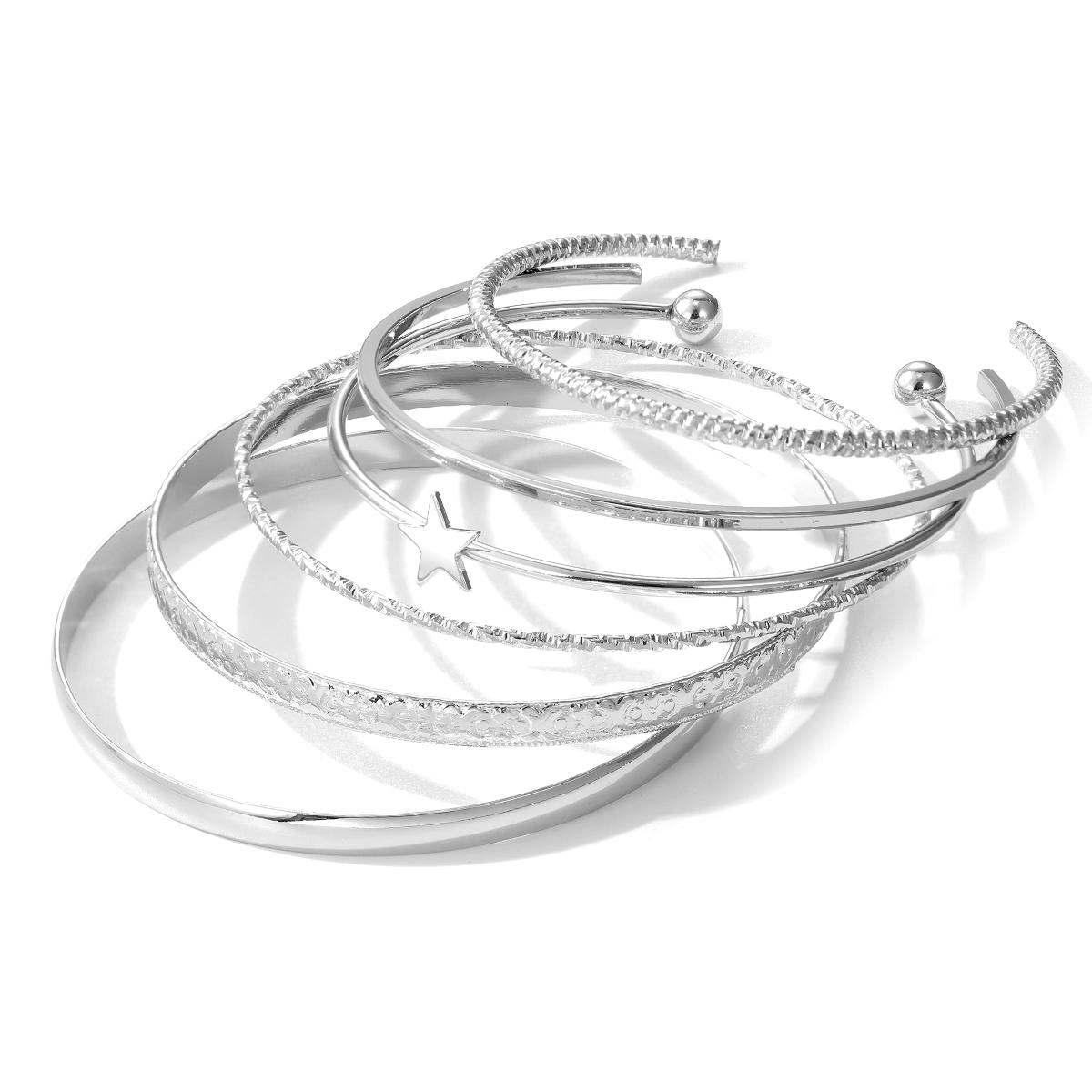 

2023 корейский комбинированный комплект ювелирных изделий, серебряный винтажный элегантный женский браслет, модный браслет с подвеской для девочек серебряный