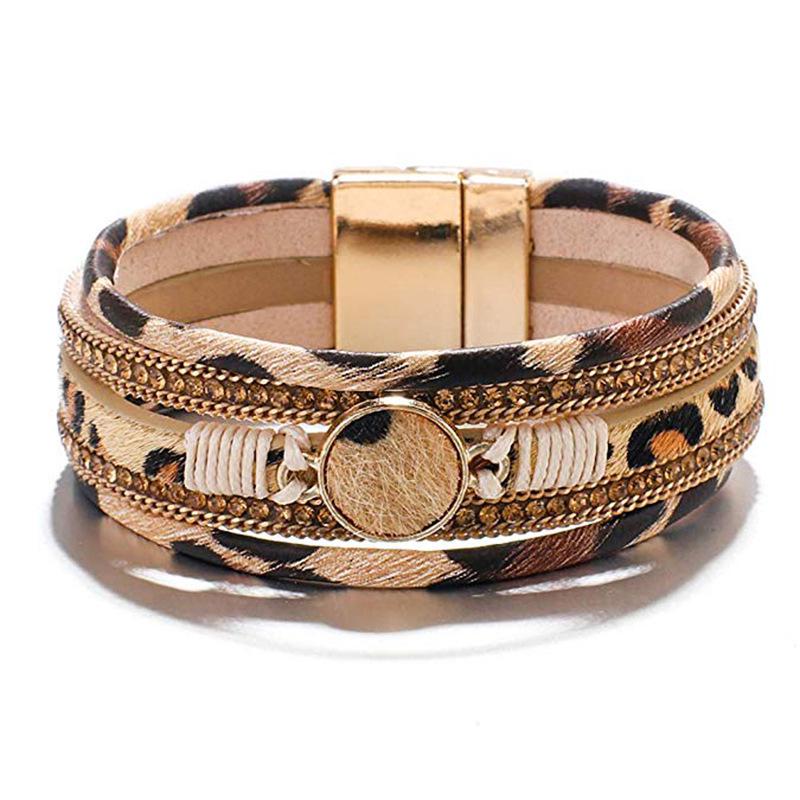

Leopard Print Alloy Magnetic Buckle Leather Bracelet - Autumn/Winter Fashion
