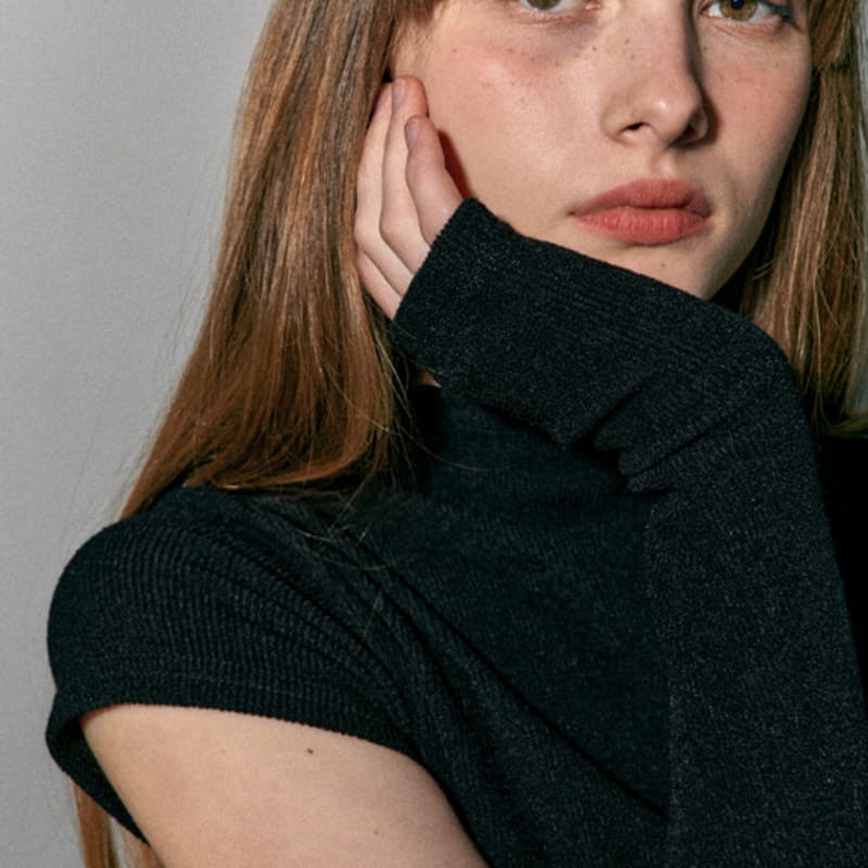 QUAFE HIGH-NECK KNIT WARMER SET_BLACK