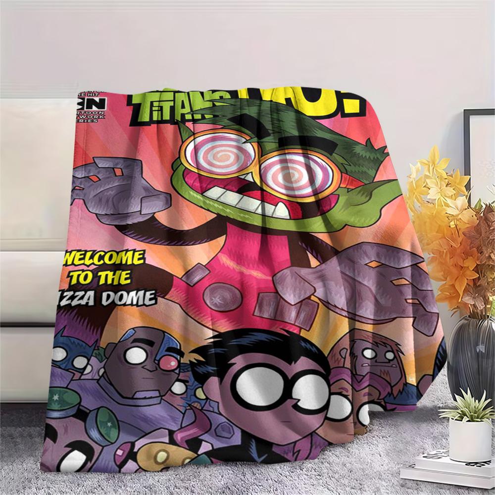 1PC Teen Titans Print FlAannel Blanket, High quality Comfortable for All Seasons, Home Decor, Warmth and Comfort