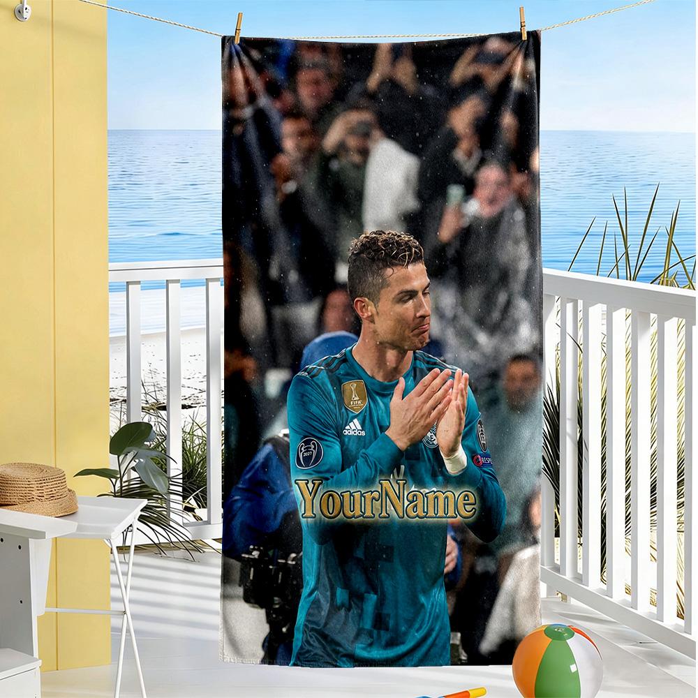 Cristiano Ronaldo Customize Your Name Beach Towel Super Soft Microfiber Quickdry Fabric Perfect for Traveling Yoga Camping and Swimming