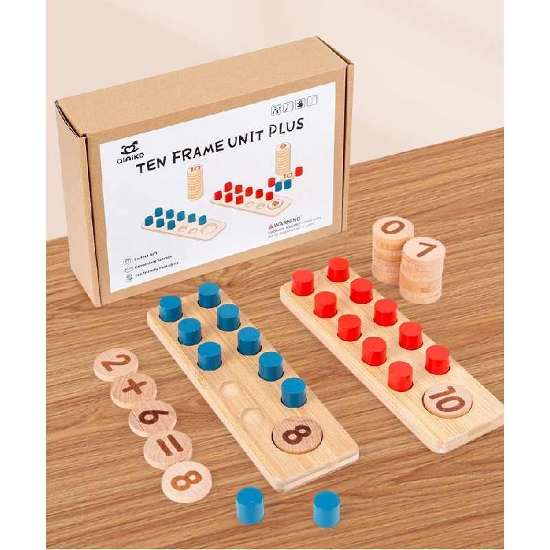 Digit Wooden Ten Computing Board Learning Toy Kids Mathematics Development Brain