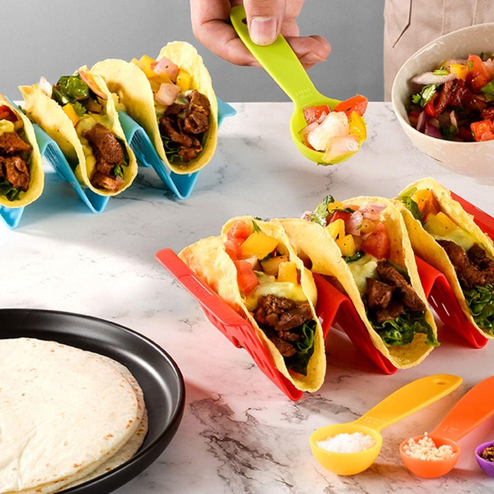4Pcs Plastic Taco Holders Triangle Mexican Pancake Stand Creative Food Pallet  Tortilla