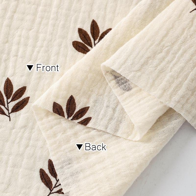 Soft Double-layer Crepe Fabric Small Leaf Print for Children's Clothing Dresses Home Wear Blankets Handmade DIY Sewing Fabrics