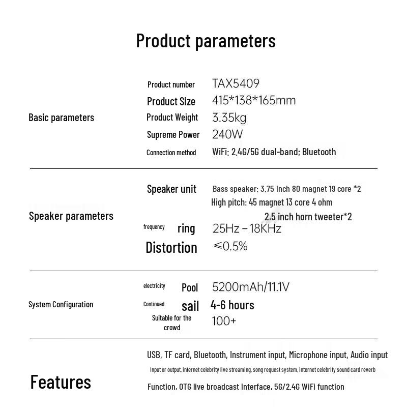 Philips TAX5409 Portable Outdoor Karaoke Bluetooth Speaker