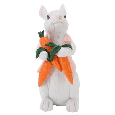Bunny Figurine Cute Vintage Resin Easter Bunny Statue for Home Ornament Holiday Decoration Holding