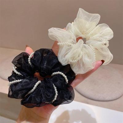 Anello per capelli Autunnale Stile Perla Dolce Organza - Accessorio per capelli di tendenza da celebrità
