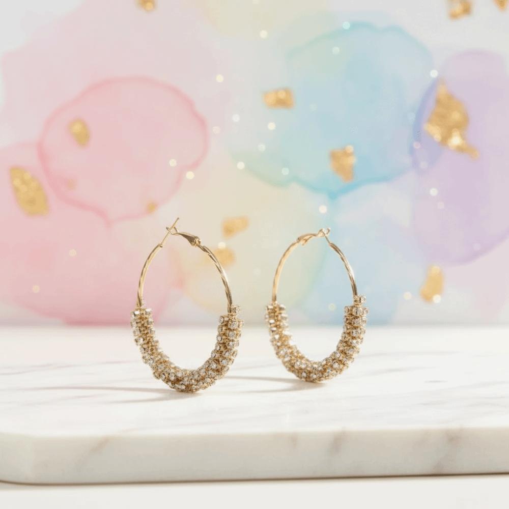 Crystal Zircon Earrings Colorful Jewelry Studded Earrings Personalized Large Hoop Earrings  Women