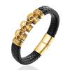 Fashion Braided Leather Bracelets Skull Bracelet Punk Wrap Bracelet Stainless Steel Magnetic Buckle Fashion Bangles