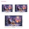 2D Winter Cottage Backdrop Snowy Pine Trees Holiday Party Background