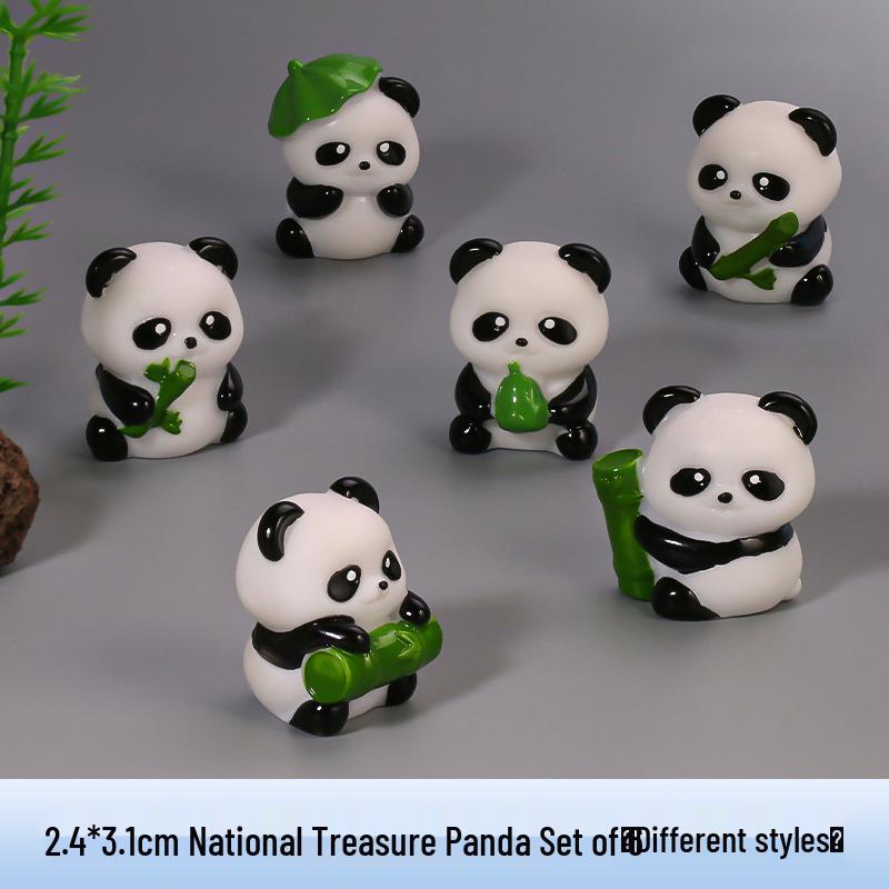 In Stock Hot-Selling Panda Doll Resin Craft Ornament for Micro Landscape Decor
