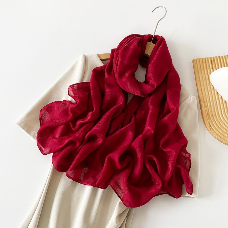 Solid Color Scarf for Women  European and American Headscarf  Spring and Summer Black Medium-length Scarf  Long Shawl