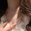 S925 Sterling Silver Moissanite Mermaid's Tear Necklace - Elegant Invisible Fishing Line Design for Women