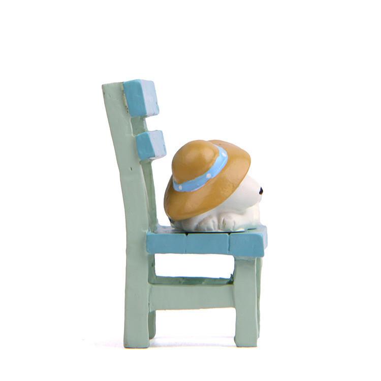 Ornament Dog Resin Lies On The Stool With Rustic Style For Home Decoration