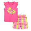 Completo Estivo a Maniche Corte da Bambina 2024 Abbigliamento per Bambini T-shirt + Pantaloncini a Quadri Set da 2 Pezzi Outfit Casual