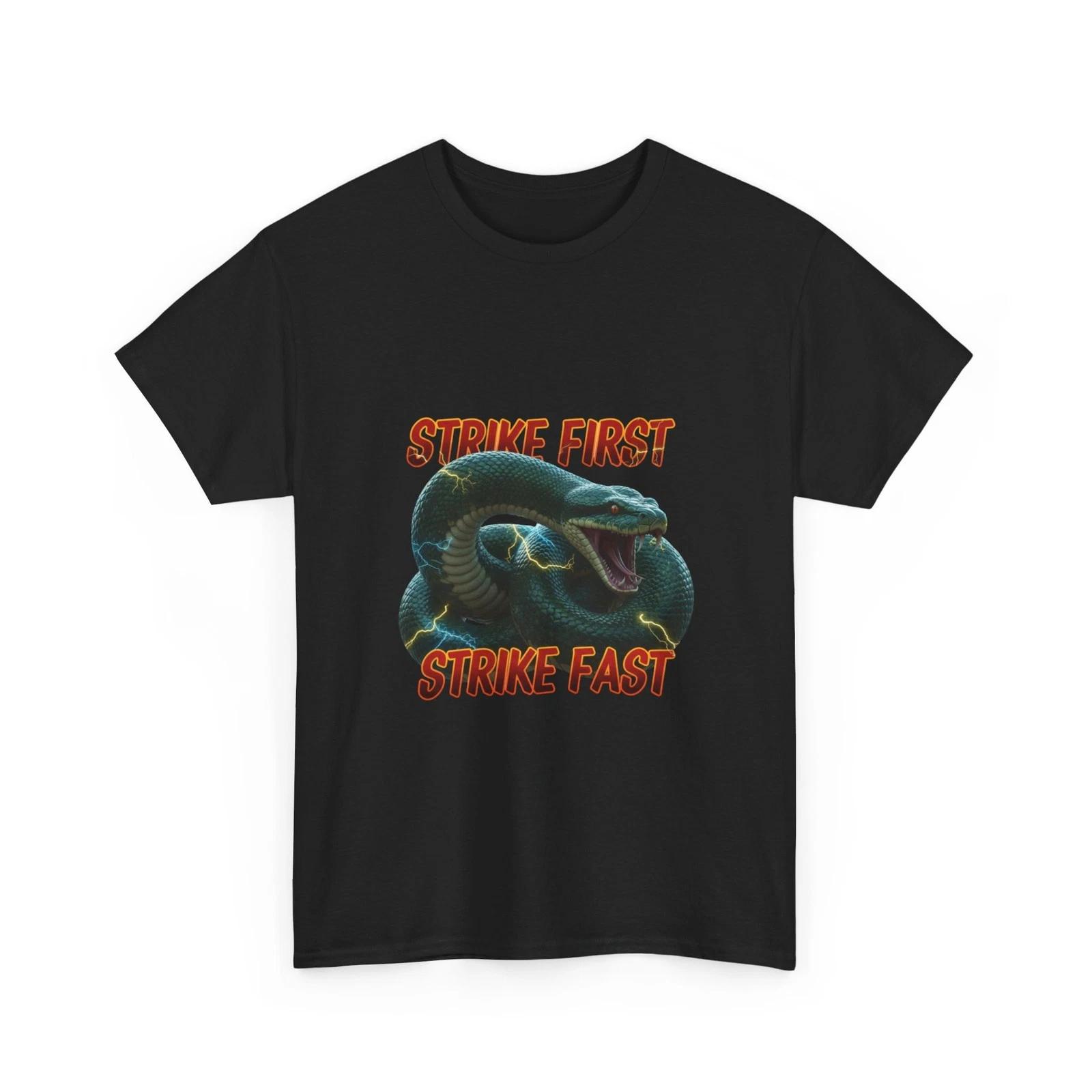 

Coiled Python Strike First Strike Fast Tee, Animal Snake T-Shirt, Cool Gift Tee 4XL