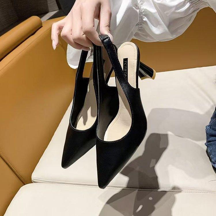 Fashion French Pointed Single Shoes 2025 Summer and Autumn New Sandals Fairy Style Bag Head Empty Stiletto Female High Heels