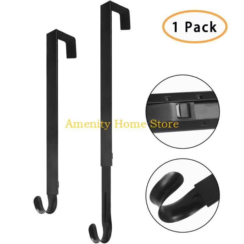 F26C Metal Door Wreath Hook Telescopic Adjustable Garland Hanger Rack for Christmas