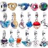 New Copper Conch Dangle Octopus Charm Frog Blue Enamel Bead Fit Brand Snake Original Bracelet Girls Jewelry Gifts