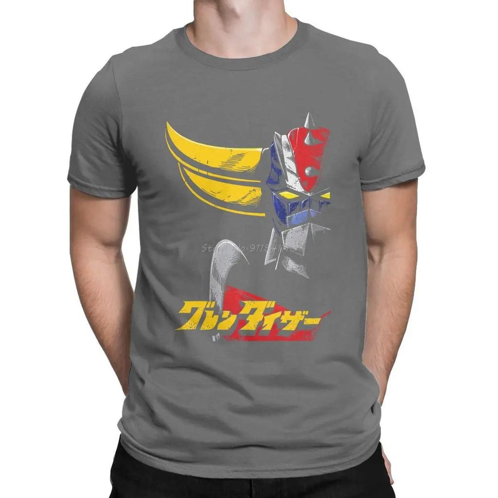 Grendizer Ufo Robot Goldrake Tshirt Mazinger Z Anime Men's T Shirt 80s Manga Short Sleeve O-neck T-Shirt Cotton Classic Tops