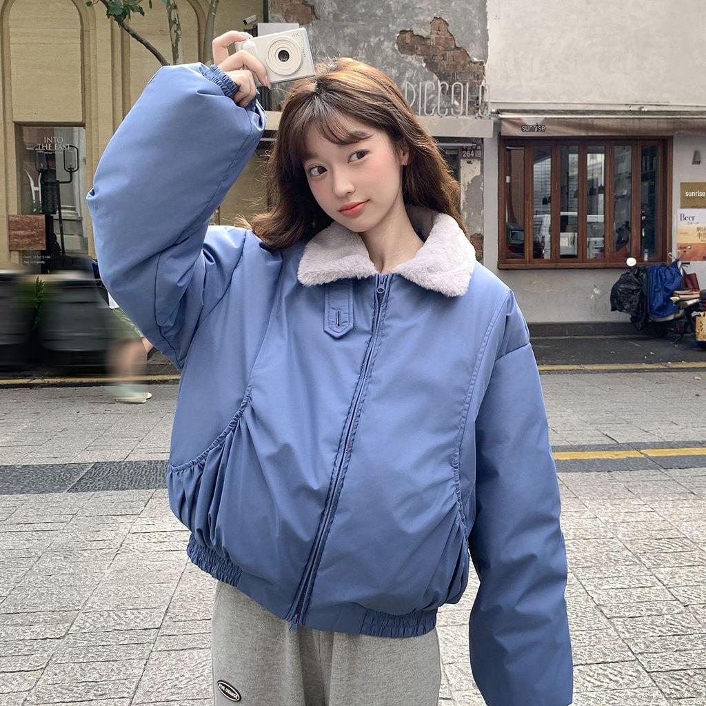 Women's Petite Thickened Winter Cotton Jacket - Loose, Warm, Short Outerwear 2025