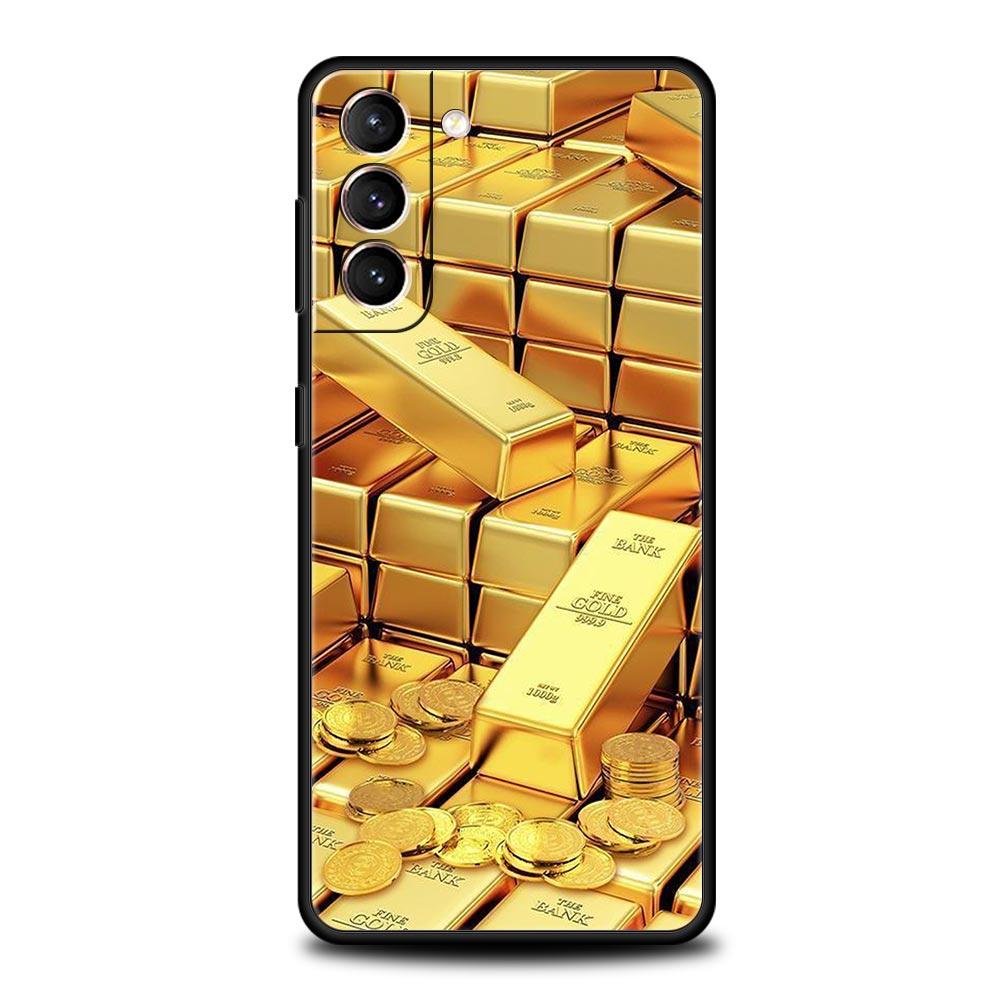 Goldenes Geldmuster Handyhülle Für Samsung Galaxy S25 Edge S24 S23 S22 S21 Ultra S20 FE 5G S10 S10E S9 Plus Weiche TPU-Abdeckung