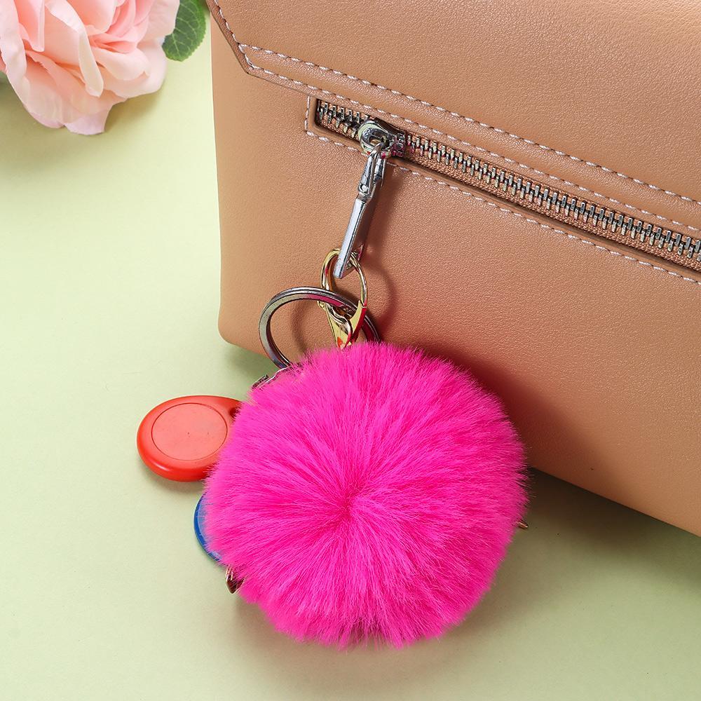 Fluffy Faux Rabbit Fur Car Pendant Angel Keychain Key Buckle Ballet Dancing Girl Keyring