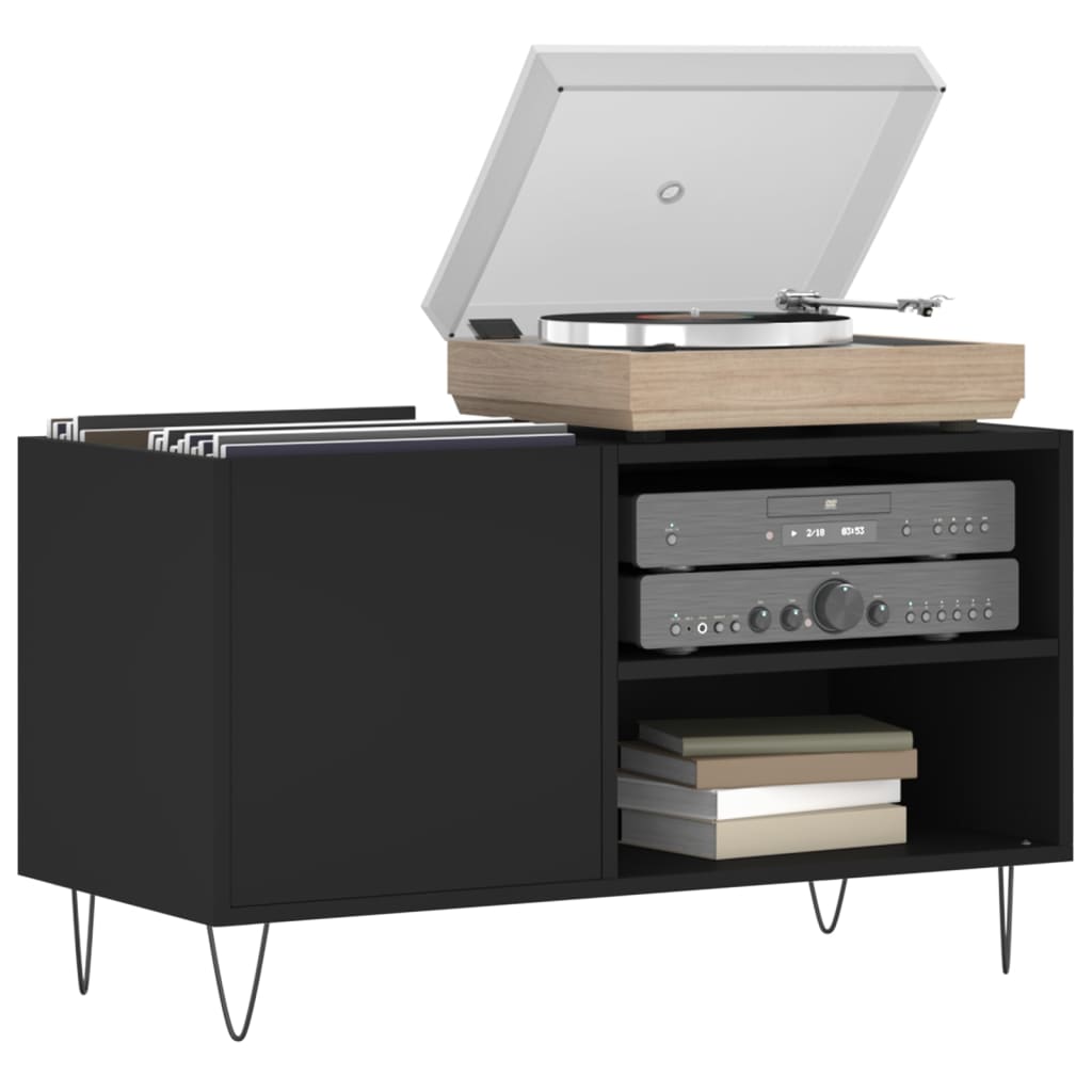 Record Cabinet Black 85x38x48 cm Particleboard