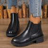 New Women'S Plush Lined Ankle Boots British Style Round Toe Chunky Heel Warm Comfortable Autumn Winter Short Boots