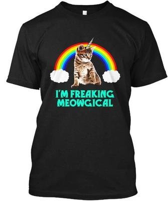 Lustiges Katze Einhorn Ich bin Verdammt Meowgisch T-Shirt Hergestellt in den USA Größe S bis 5XL