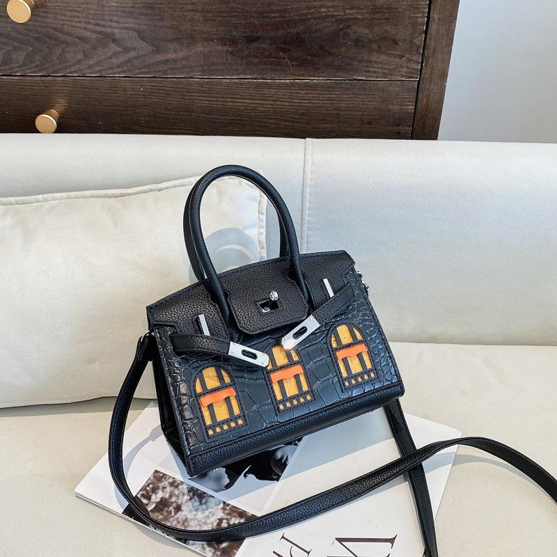 

Новая классическая контрастная маленькая сумка 20 platinum, портативная, на плечо, через плечо, женская сумка чёрный