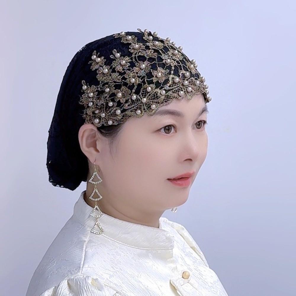 Soft Ethnic Beaded Hat Beaded Decoration Head Wrap Cap Portable Ethnic Headscarf Hat  Cultural Wear