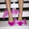 Fashion Fashion Lace Big Bowknot Satin Women Pumps Elegant Stiletto High Heels Party Prom Sandals Spring Summer Wedding Bridal Shoes
