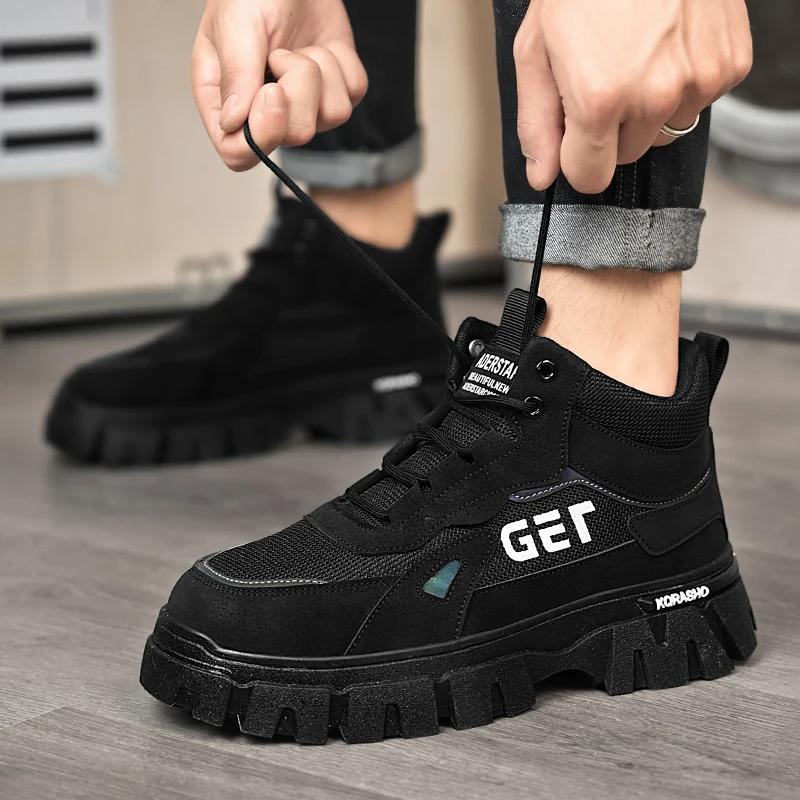 Ankle Boots Loafers Fabric Sports and Leisure Shoes for Men Casual Sneaker Male Sneakers Hiking Boots Round Toe Wear-resistant