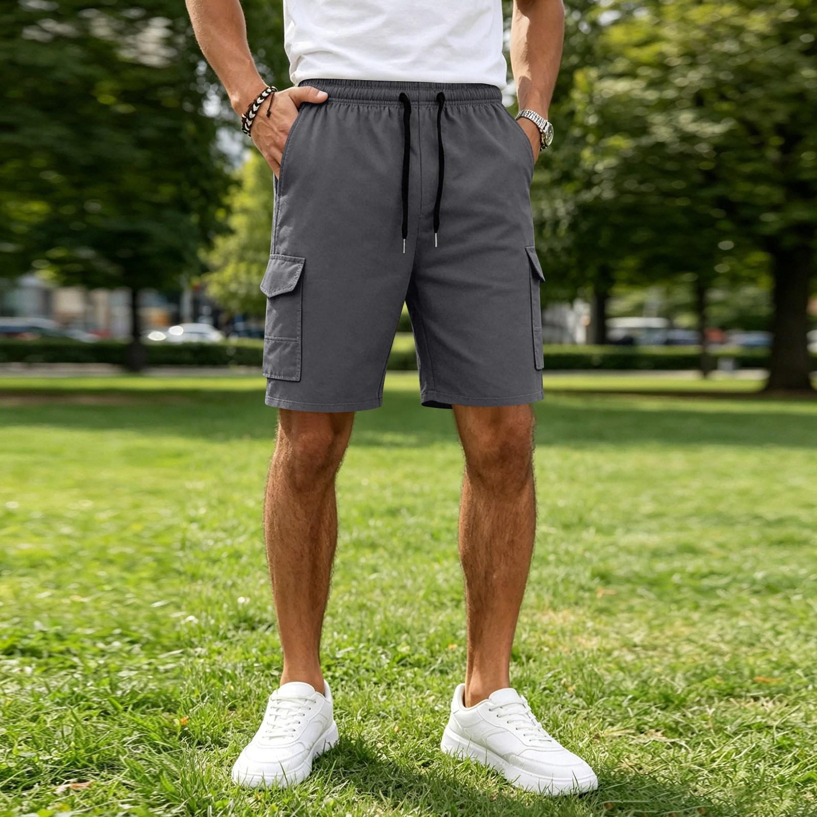 Men’s Multi Pocket Cargo Shorts Loose Shorts Casual Workout Five Pocket Utility Shorts for Outdoor Activities M