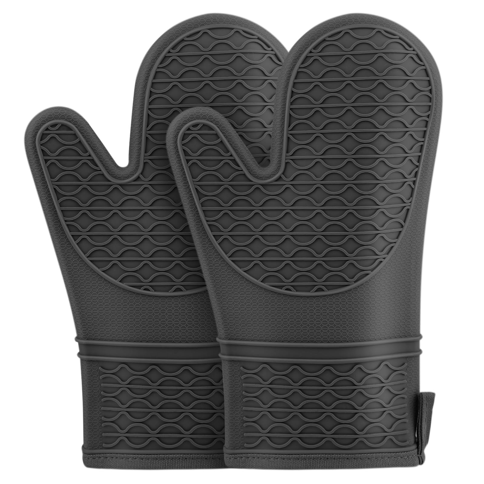 

Silicone Oven Mitts, Heat Resistant 2 PCS Oven Mitts with Soft Cotton Lining, Non-Slip Grip Oven Glove, Kitchen Potholder BBQ чёрный