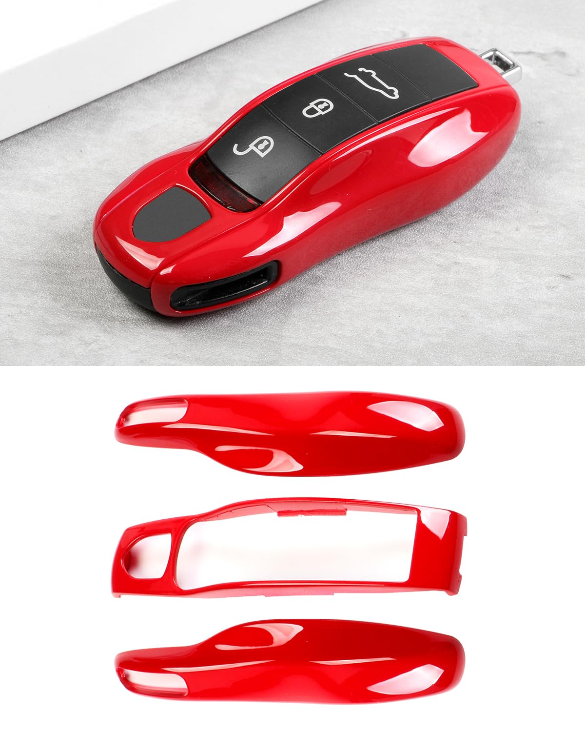 

Чехол для ключа-брелока для Porsche Porsche Carmine Macan, Panamera, 911, Cayenne, 718, Cayman, Boxster,