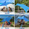 UPF50+ Beach Tent Sunshade 6.5x6.8ft Portable Pop-up Canopy with Windproof Ropes Storage Bag for Family Fishing Backyard Picnic