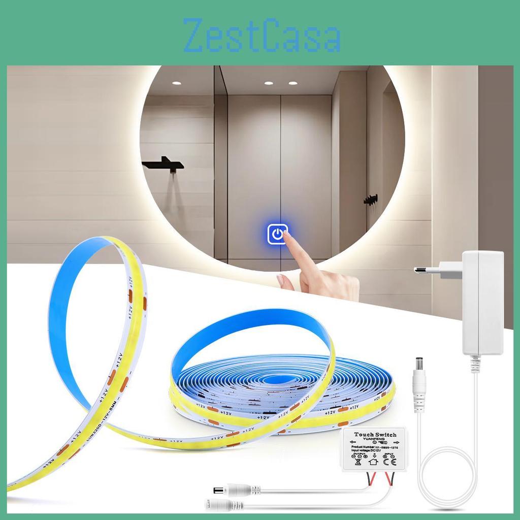 Sensor Touch Led Dimmable Makeup Mirror Light 12v Cob Strip Dressing Table Vanity Background Lighting For Bathroom Bedroom Decor