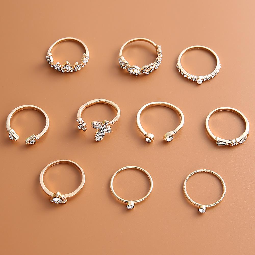 Fashion Personality Exaggerated Diamond-Set Love Butterfly 10-Piece Ring
