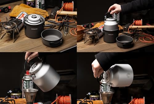 Captain Stag (CAPTAIN STAG) Aluminum Kettle for Camping and BBQs, 625ml, Fits Round Cookware, CS×F.C.P UH-4129