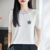Spring 2026 Women's Merino Wool Hollow Knit Short Sleeve Top