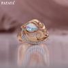 PATAYA Classical Rose Gold Color Green Light Blue Artificial Zircon Earring Ring Pendant  Necklace Combination Set